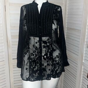 Coldwater Creek Black Lace Tunic  Medium